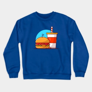 Burger And Soda Cartoon Vector Icon Illustration (12) Crewneck Sweatshirt